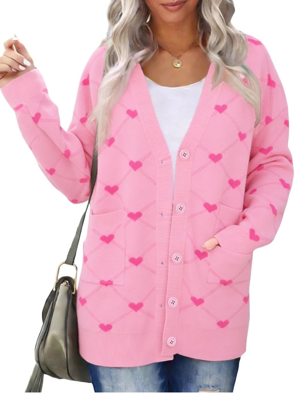 Valentine Cardigan Sweaters for Women Button Down Sweater with Pockets. Size S